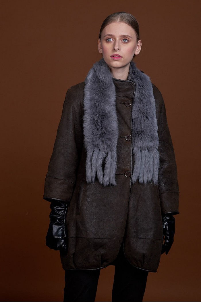 BUFANDA DE PIEL DE CONEJO TEJIDO A MANO VARIOS COLORES PC-WPH5481-05