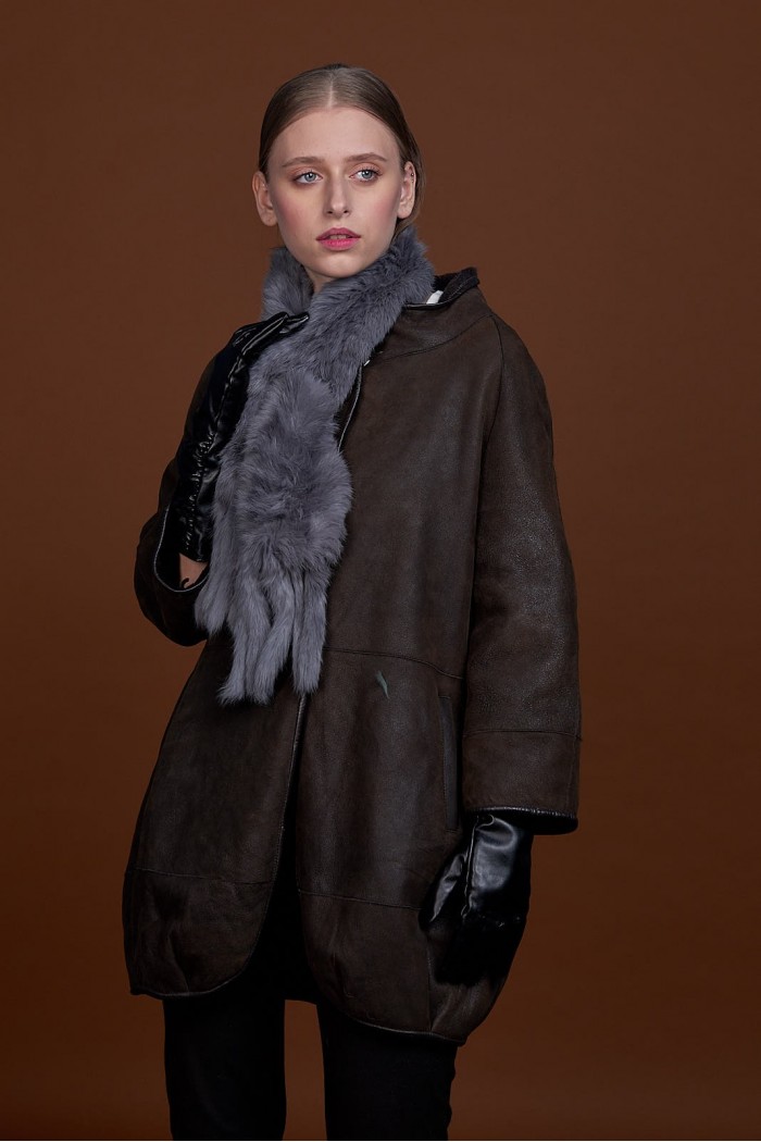 BUFANDA DE PIEL DE CONEJO TEJIDO A MANO VARIOS COLORES PC-WPH5481-05