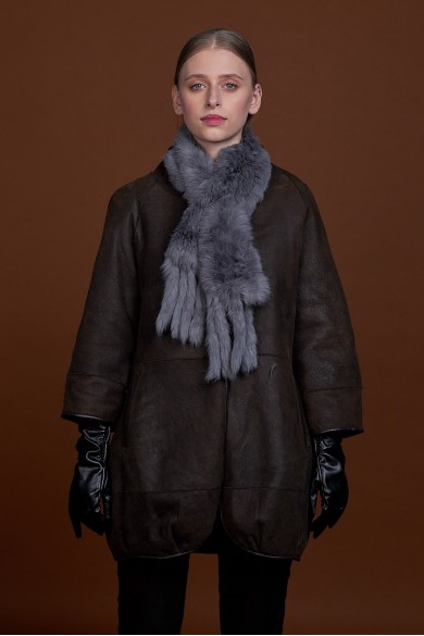 BUFANDA DE PIEL DE CONEJO TEJIDO A MANO VARIOS COLORES PC-WPH5481-05