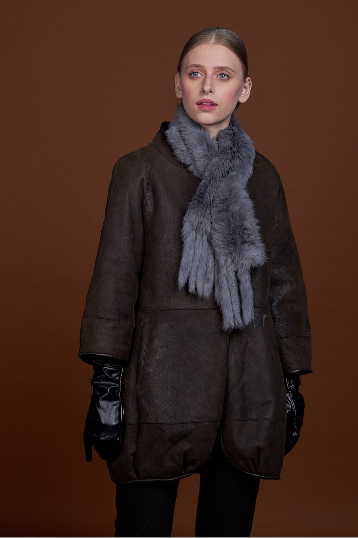 BUFANDA DE PIEL DE CONEJO TEJIDO A MANO VARIOS COLORES PC-WPH5481-05