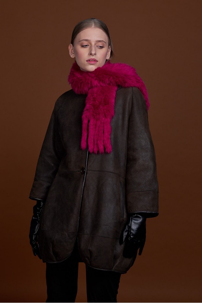 BUFANDA DE PIEL DE CONEJO TEJIDO A MANO VARIOS COLORES PC-WPH5481-10