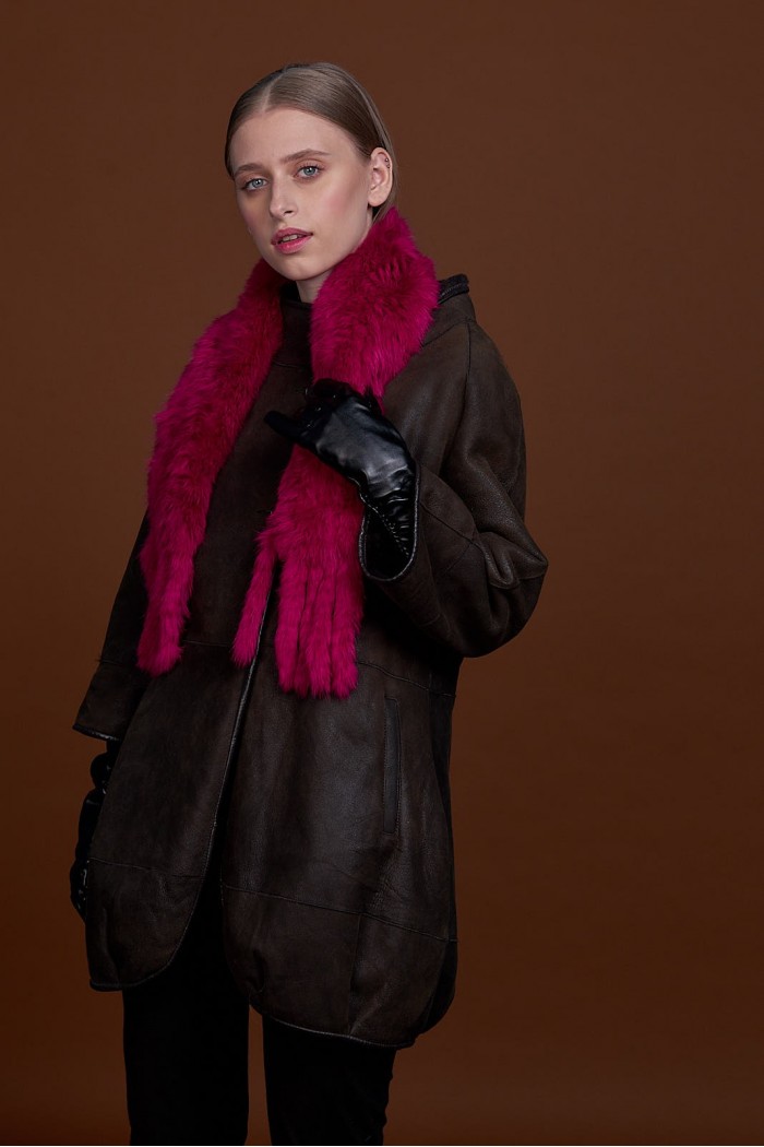 BUFANDA DE PIEL DE CONEJO TEJIDO A MANO VARIOS COLORES PC-WPH5481-10