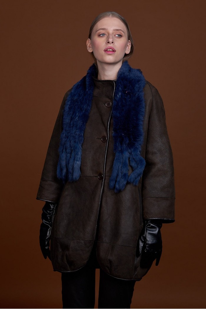 BUFANDA DE PIEL DE CONEJO TEJIDO A MANO VARIOS COLORES PC-WPH5481-11