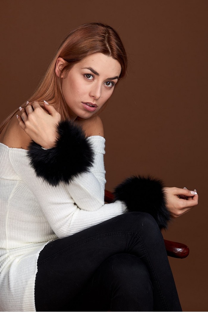 Puños DE PELO TEJIDO  PC-LZH5691-15 Negro