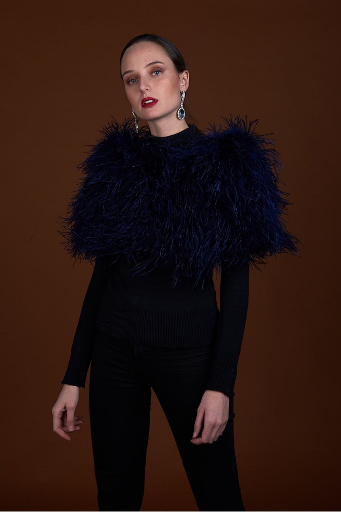 Estola de Avestruz PC-YLM5625-11 AZUL MARINO