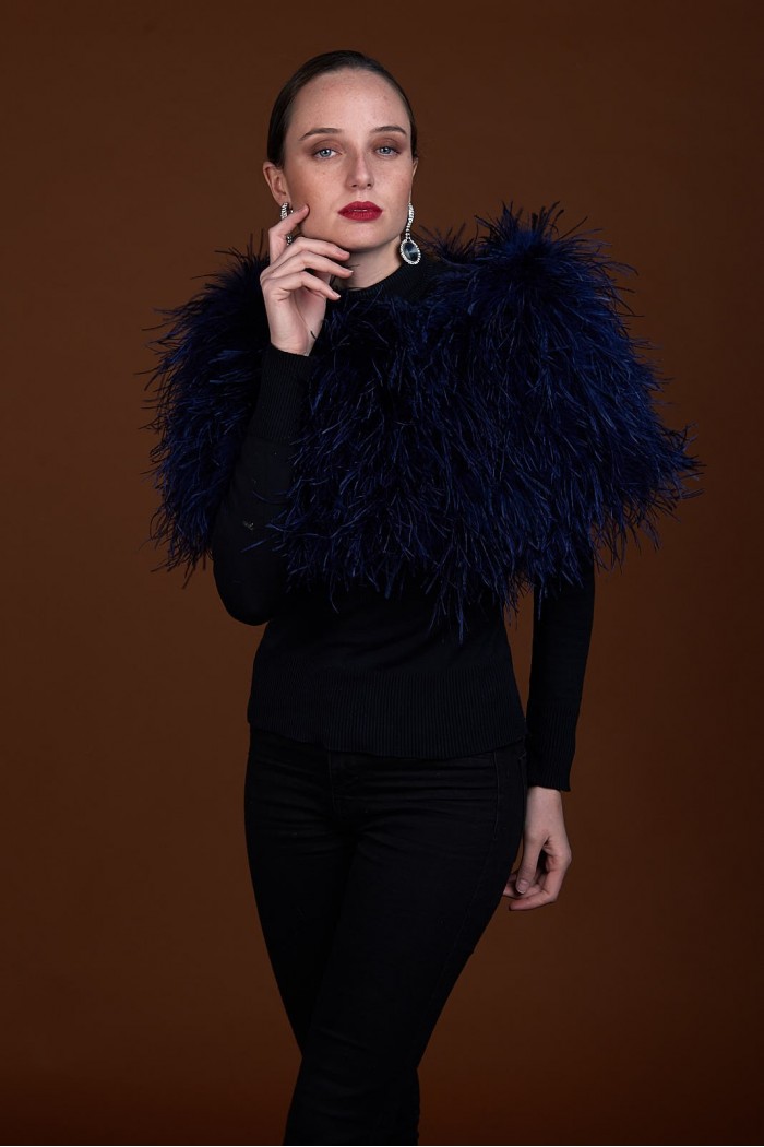 Estola de Avestruz PC-YLM5625-11 AZUL MARINO