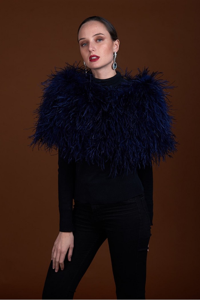 Estola de Avestruz PC-YLM5625-11 AZUL MARINO