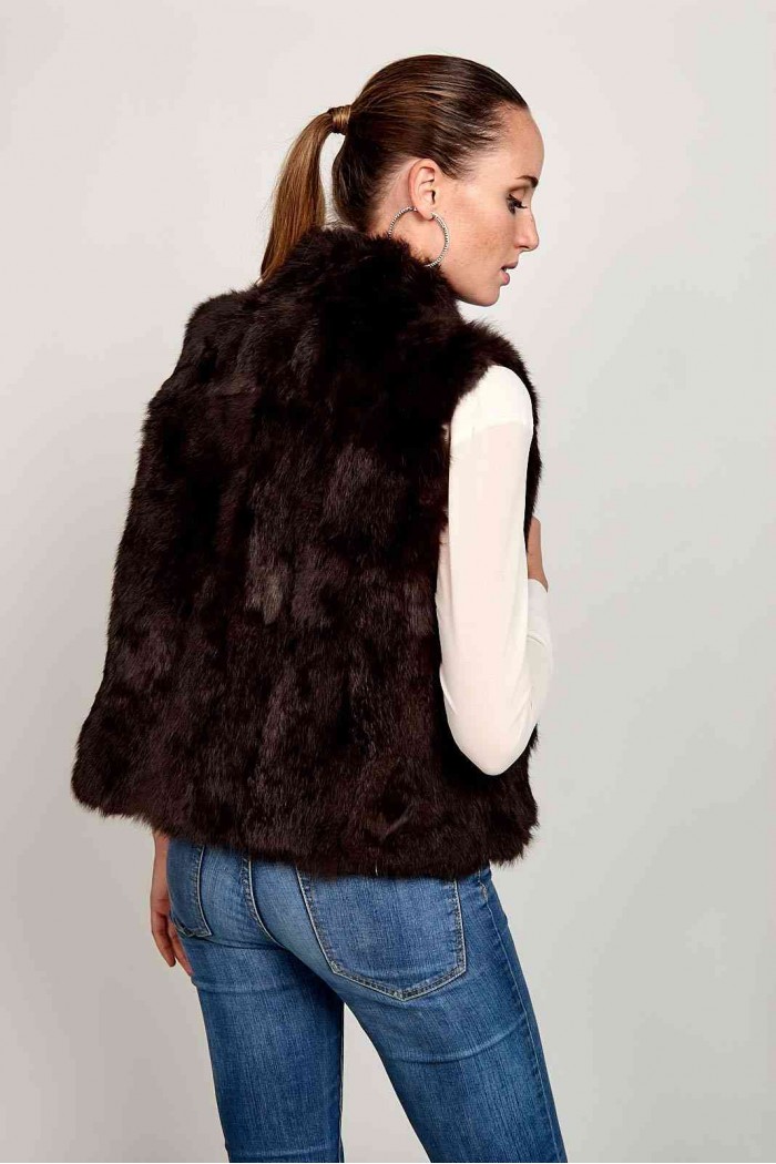 Chaleco De Pelo De Conejo Con Cremallera PC-LLL5486-09 (Marron)