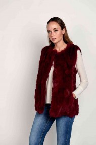 CHALECO PELO DE CONEJO GRANATE PC-LLL5751-04