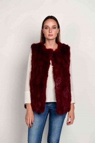 CHALECO PELO DE CONEJO GRANATE PC-LLL5751-04