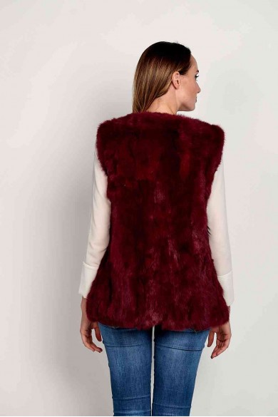 CHALECO PELO DE CONEJO GRANATE PC-LLL5751-04
