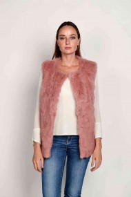 CHALECO PELO DE CONEJO ROSA PALO PC-LLL5751-08