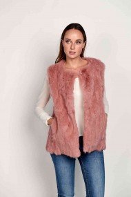 CHALECO PELO DE CONEJO ROSA PALO PC-LLL5751-08