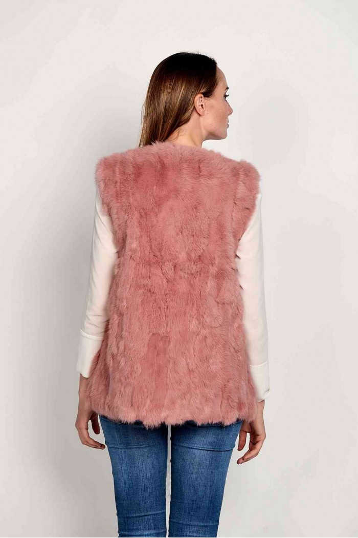 CHALECO PELO DE CONEJO ROSA PALO PC-LLL5751-08