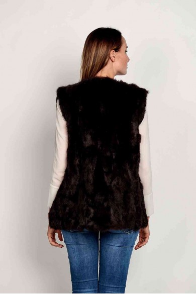 CHALECO PELO DE CONEJO MARRON PC-LLL5751-09