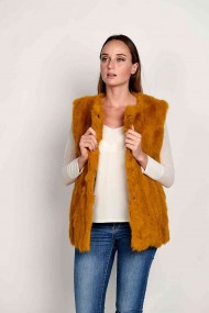 CHALECO PELO DE CONEJO MOSTAZA PC-LLL5751-1