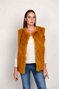CHALECO PELO DE CONEJO MOSTAZA PC-LLL5751-1