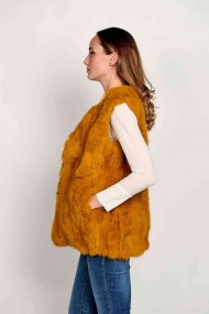 CHALECO PELO DE CONEJO MOSTAZA PC-LLL5751-1
