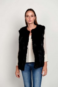 CHALECO PELO DE CONEJO NEGRO PC-LLL5751-15