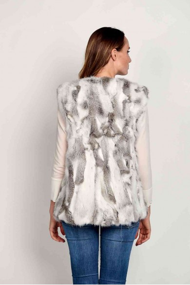 CHALECO PELO DE CONEJO NATURAL GRIS PC-LLL5752-16