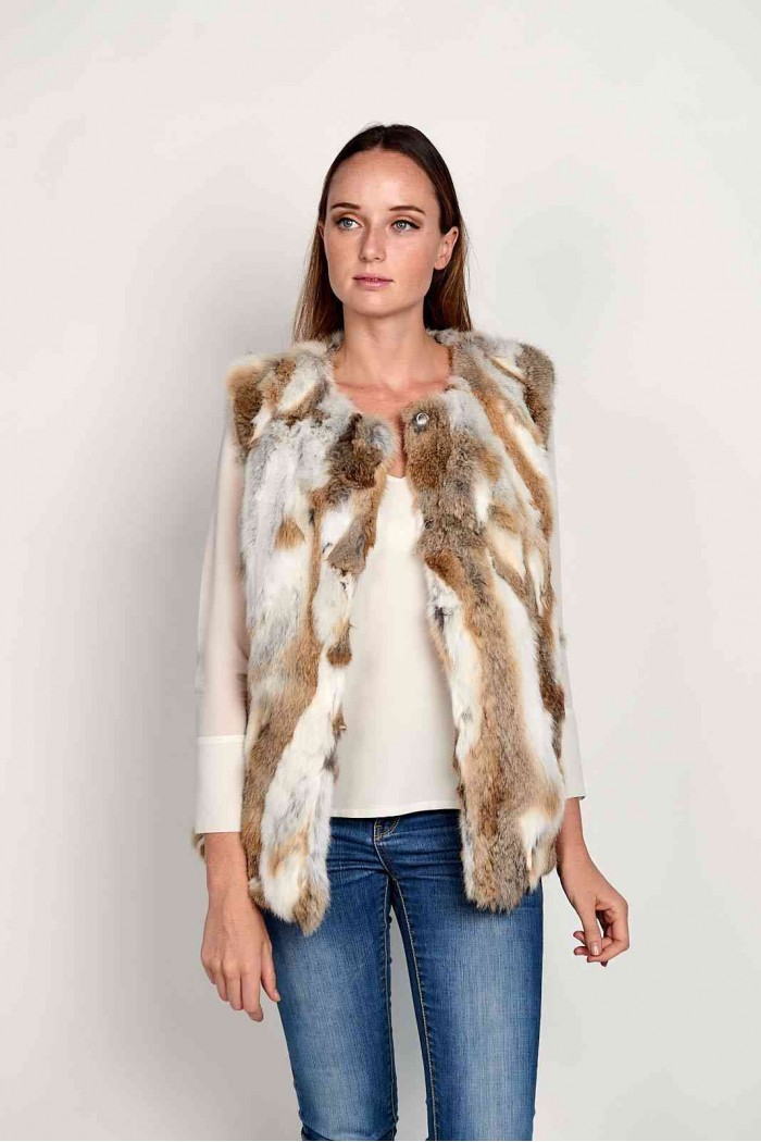 CHALECO PELO DE CONEJO NATURAL PC-LLL5752-17