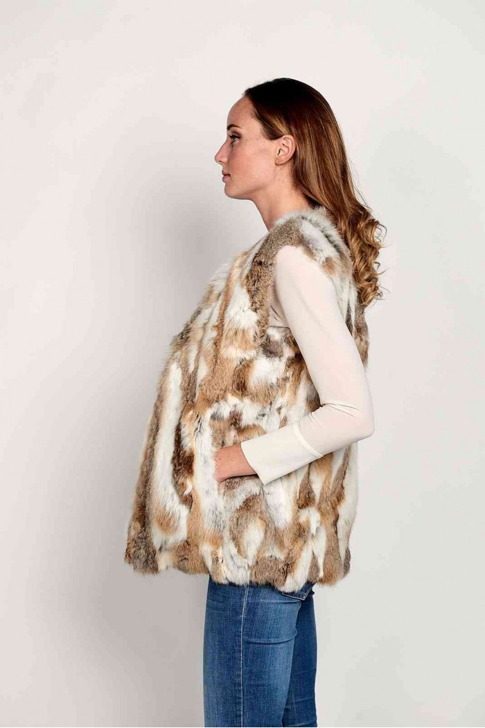 CHALECO PELO DE CONEJO NATURAL PC-LLL5752-17