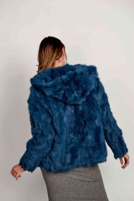 CHAQUETA CON CAPUCHA DE PELO DE CONEJO AZUL BEBE PC-LLL5753 PC-LLL5753-02
