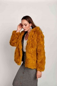 CHAQUETA CON CAPUCHA DE PELO DE CONEJO  PC-LLL5753 PC-LLL5753-14