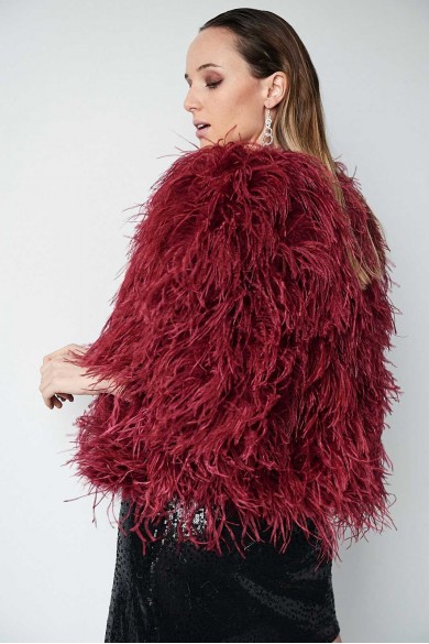 CHAQUETA PLUMAS LARGA DE AVESTRUZ PC-YLM1020-04