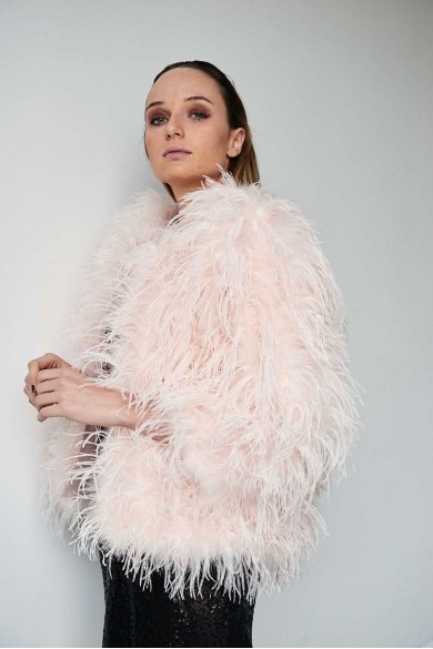 CHAQUETA PLUMAS LARGA DE AVESTRUZ PC-YLM1020-08