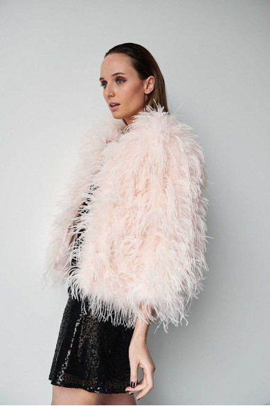 CHAQUETA PLUMAS LARGA DE AVESTRUZ PC-YLM1020-08