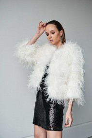 CHAQUETA PLUMAS LARGA DE AVESTRUZ PC-YLM1020-07