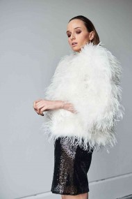 CHAQUETA PLUMAS LARGA DE AVESTRUZ PC-YLM1020-07