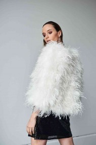 CHAQUETA PLUMAS LARGA DE AVESTRUZ PC-YLM1020-07