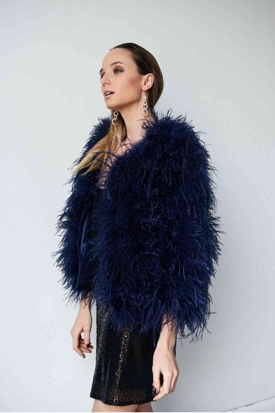 CHAQUETA PLUMAS LARGA DE AVESTRUZ PC-YLM1020-11