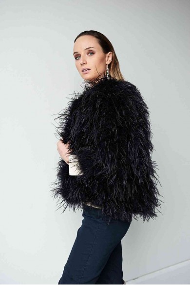 CHAQUETA PLUMAS LARGA DE AVESTRUZ PC-YLM1020-15