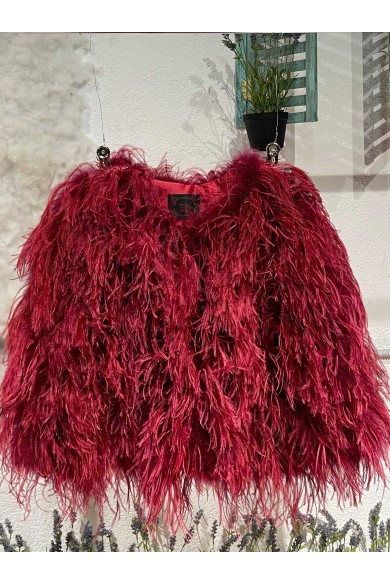 CHAQUETA PLUMAS LARGA DE AVESTRUZ PC-YLM1020-04