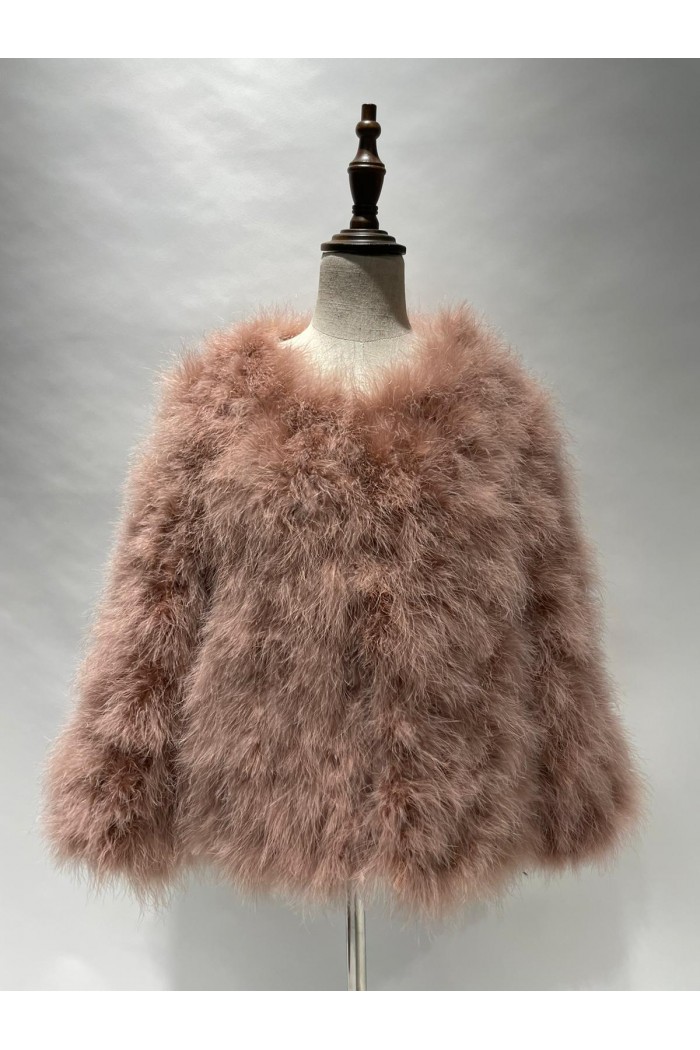 CHAQUETA PLUMAS DE AVESTRUZ PC-YLM5749-63 （cuero rosa）