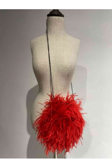 Bolso de Pluma Marabú Rojo y Granate