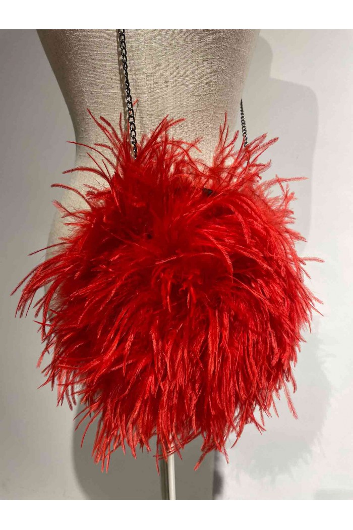 Bolso de Pluma Marabú Rojo y Granate