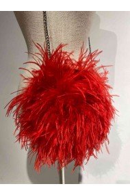 Bolso de Pluma Marabú Rojo y Granate