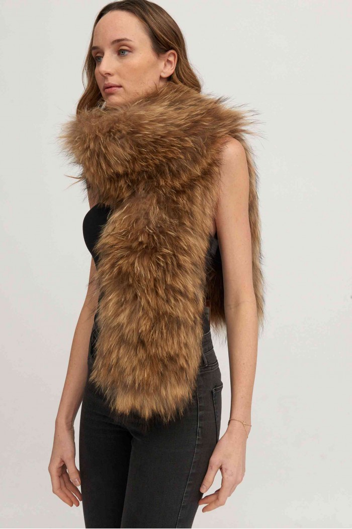 Bufanda Larga con Trenza de Pelo de Zorro PC-LZH5823