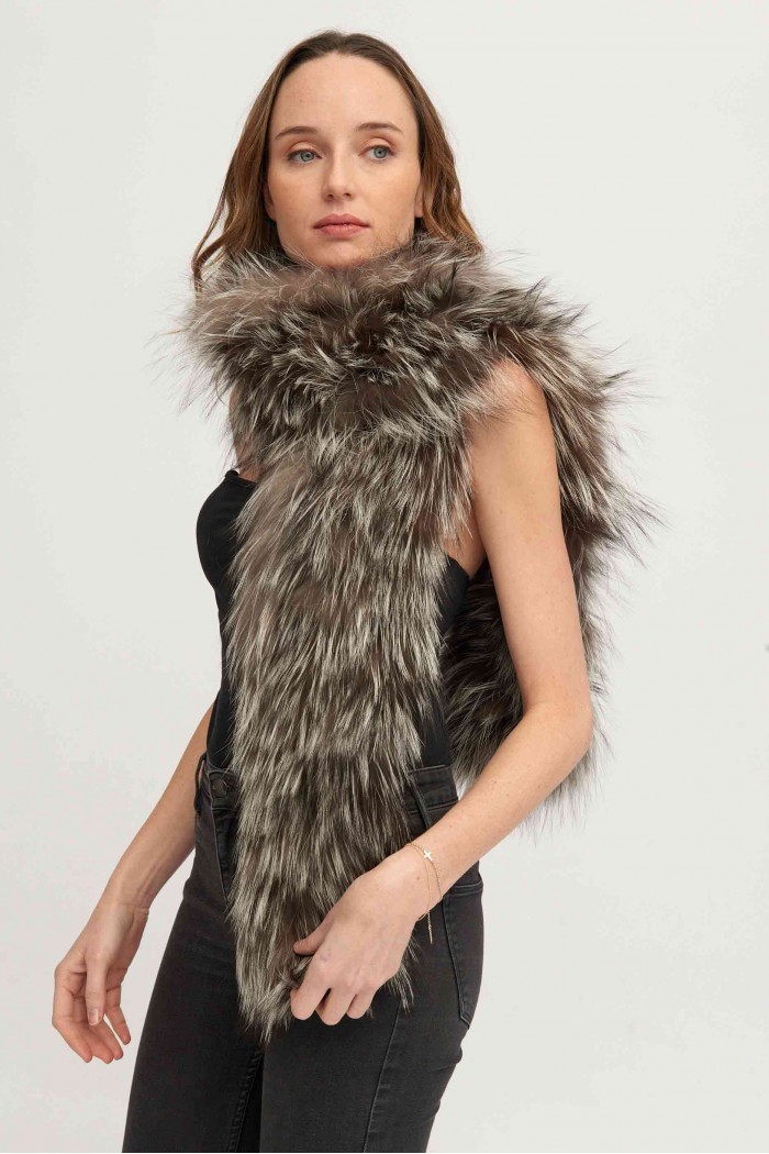Bufanda Larga con Trenza de Pelo de Zorro PC-LZH5823-10