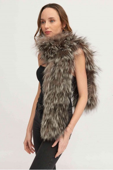 Bufanda Larga con Trenza de Pelo de Zorro PC-LZH5823-10