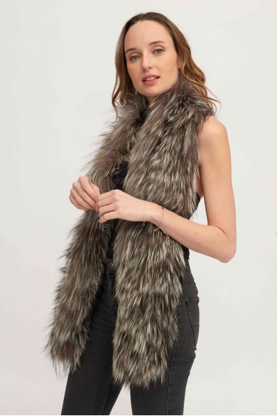 Bufanda Larga con Trenza de Pelo de Zorro PC-LZH5823-10
