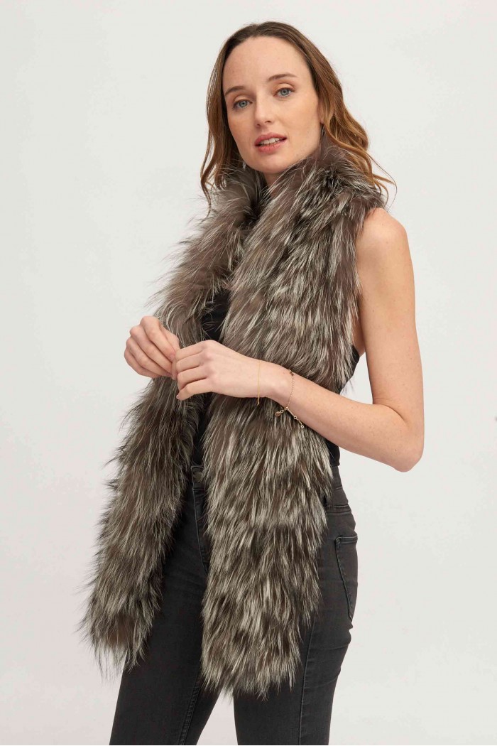 Bufanda Larga con Trenza de Pelo de Zorro PC-LZH5823-10