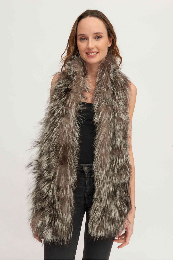 Bufanda Larga con Trenza de Pelo de Zorro PC-LZH5823-10