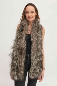 Bufanda Larga con Trenza de Pelo de Zorro PC-LZH5823-10