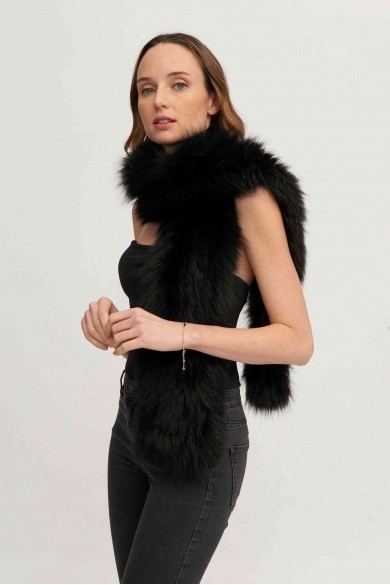 Bufanda Larga con Trenza de Pelo de Zorro PC-LZH5823-20