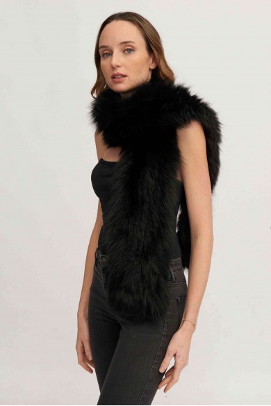 Bufanda Larga con Trenza de Pelo de Zorro PC-LZH5823-20